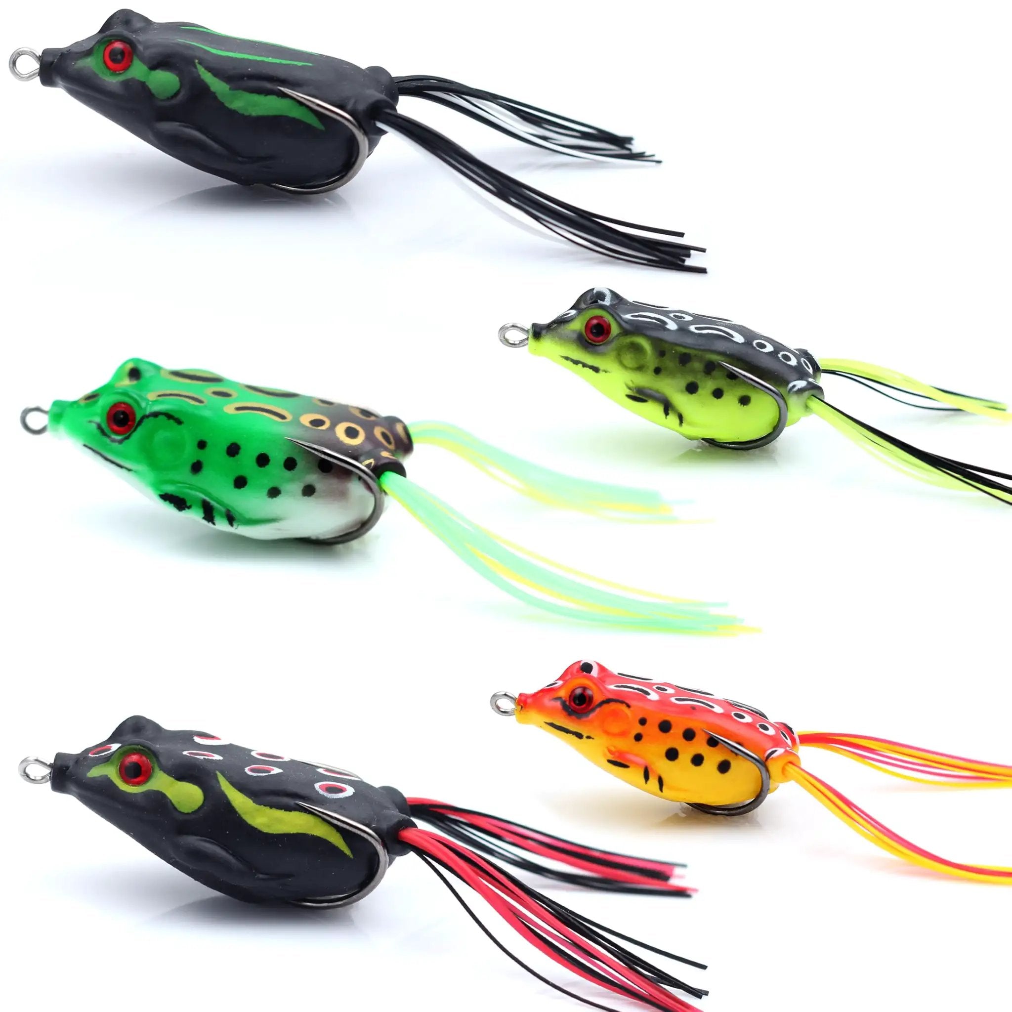 Five Piece Topwater Frog Lures Set For Freshwater ✓