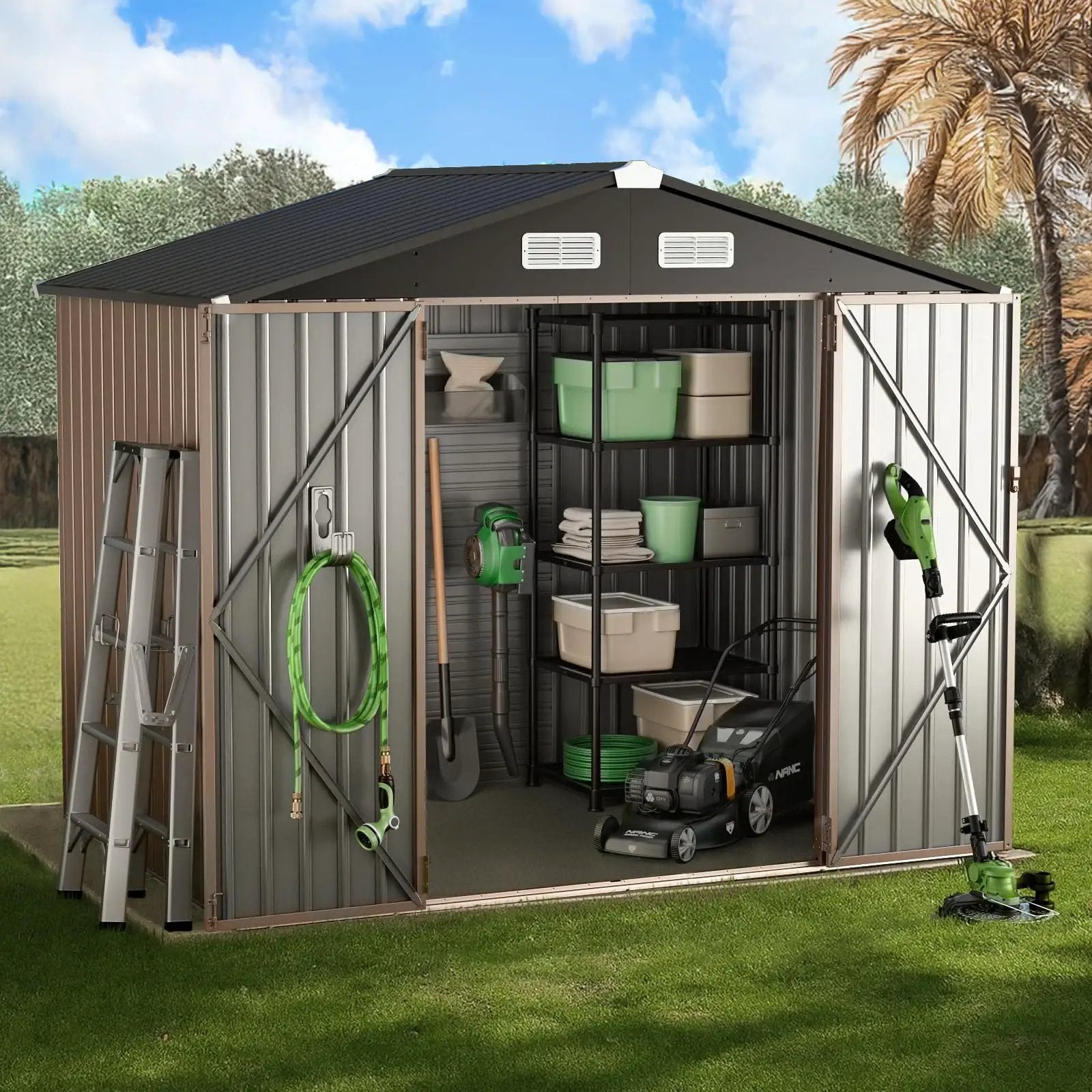 8x6 Ft Metal Storage Shed For Tools & Bikes ✓