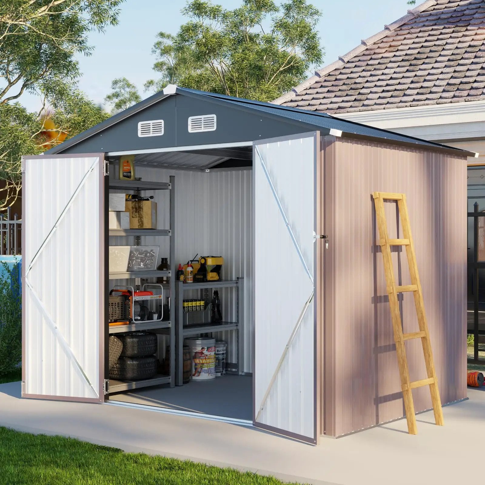 6x8 Outdoor Storage Shed With Lockable Door & Ventilation ✓