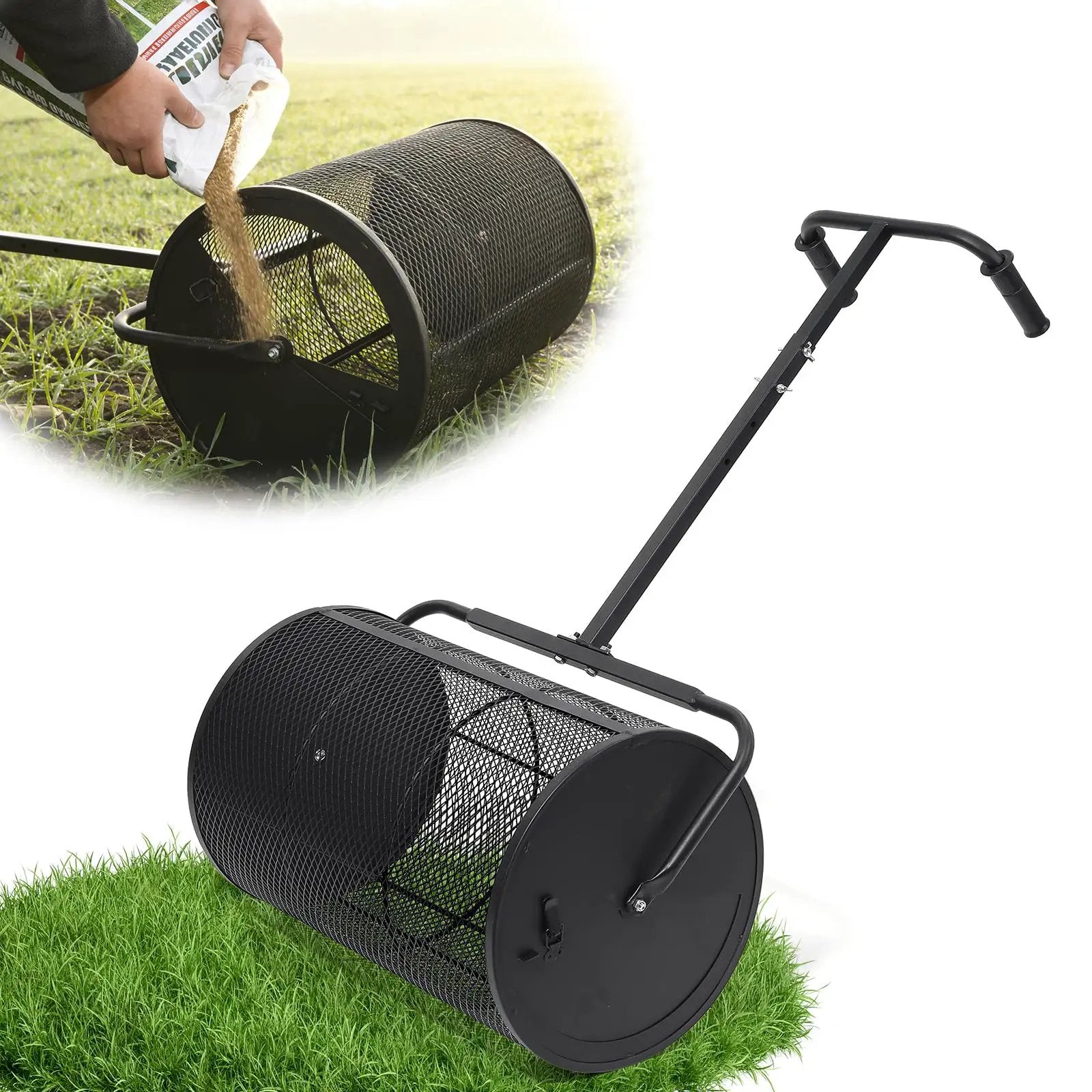 Compost Spreader 24 Inch Peat Moss Spreader | Matte Black ✓