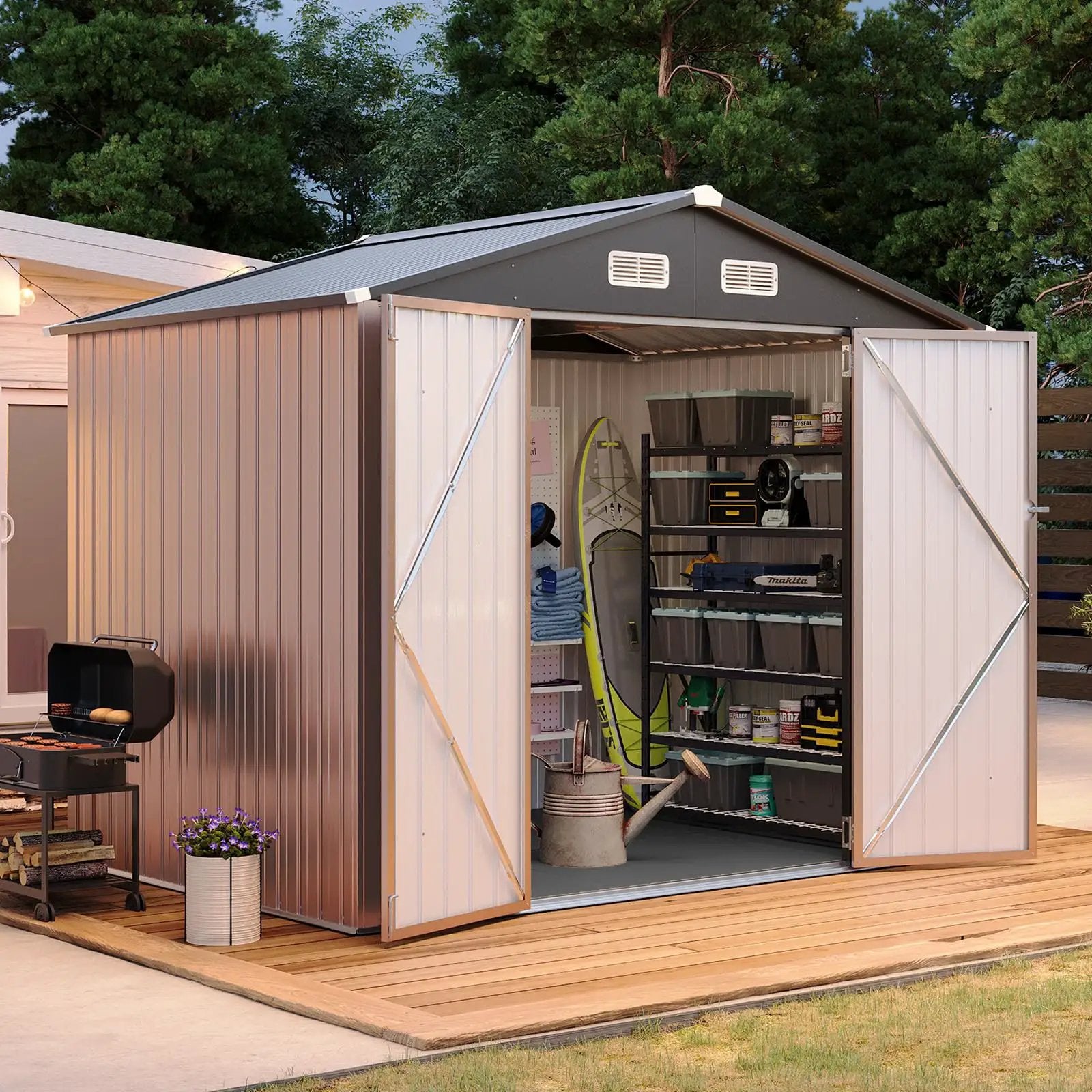 8x6 Ft Outdoor Metal Storage Shed | Galvanized Steel ✓