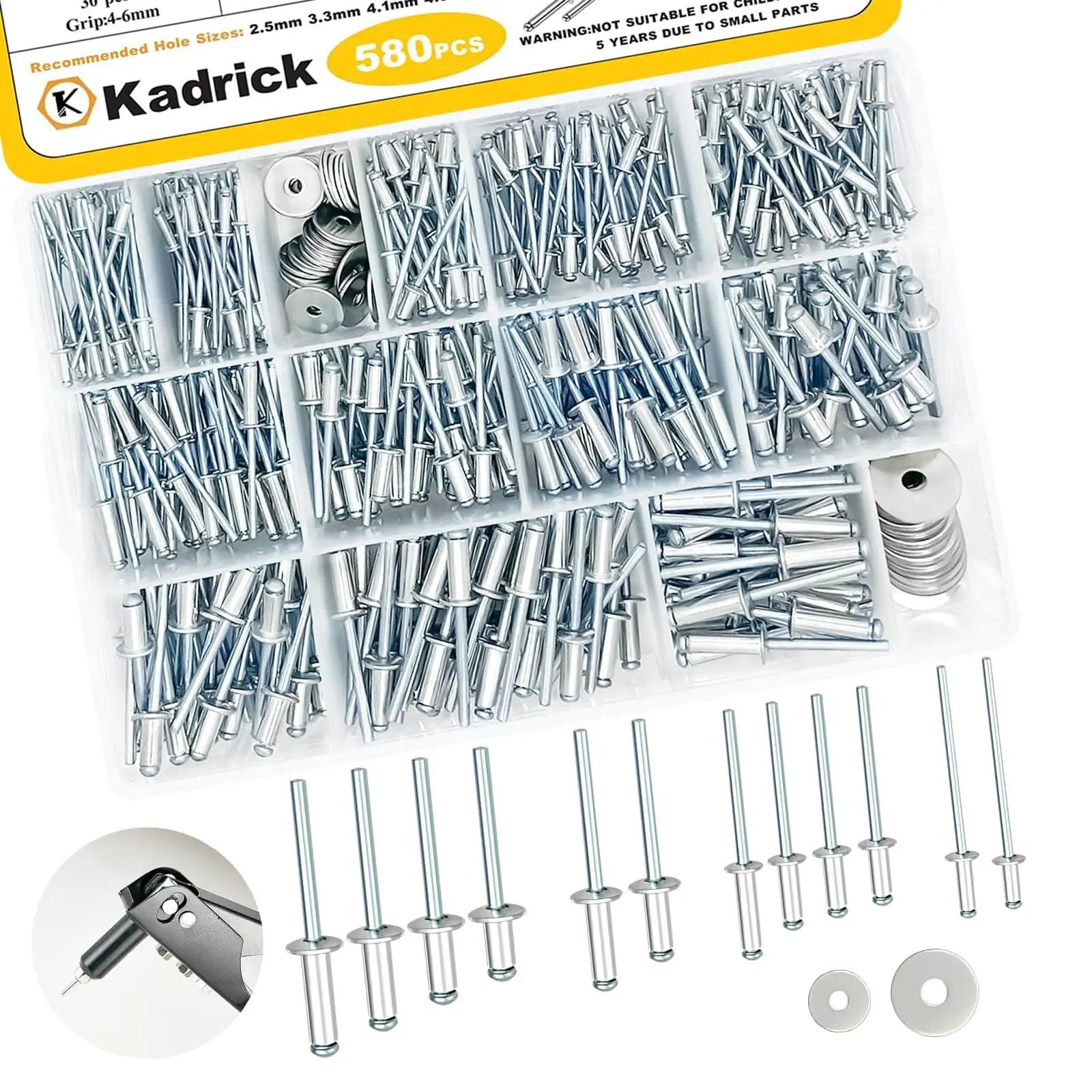 580 Piece Pop Rivet Assortment Kit For DIY Projects ✓