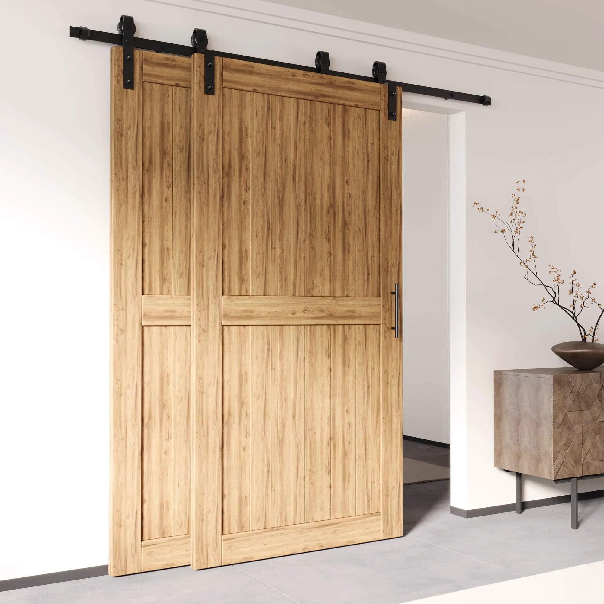 Black Rustic Bypass Barn Door Hardware | Smooth Glide ✓