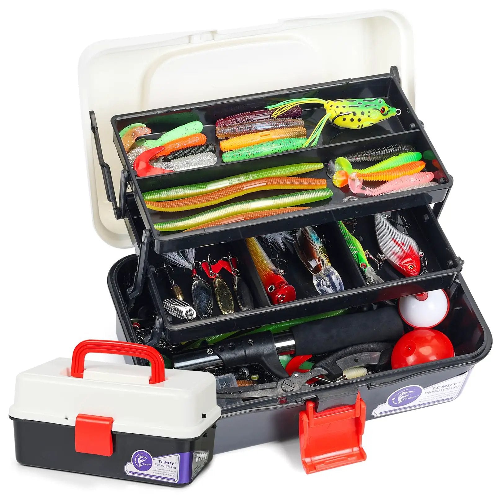 3 Layer Tackle Box With Tackle Included, 321 Pcs Lure Kit Packed With Pliers, Crankbaits, Hooks, Weights And Accessories, Big, Easy-Access Organizer 