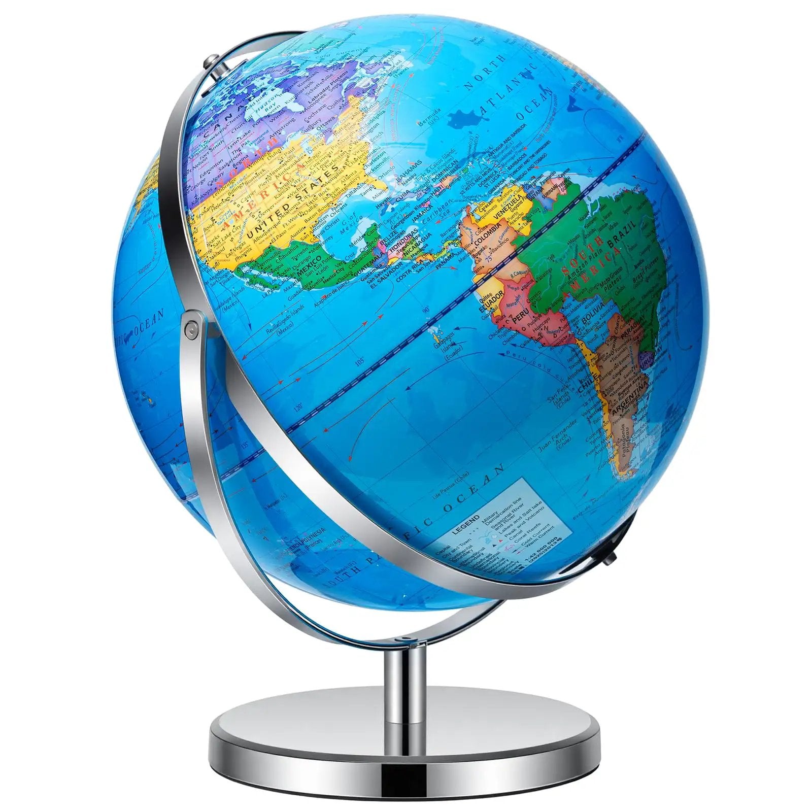 13 Inch Globe With Stand 720 Degree Rotation ✓
