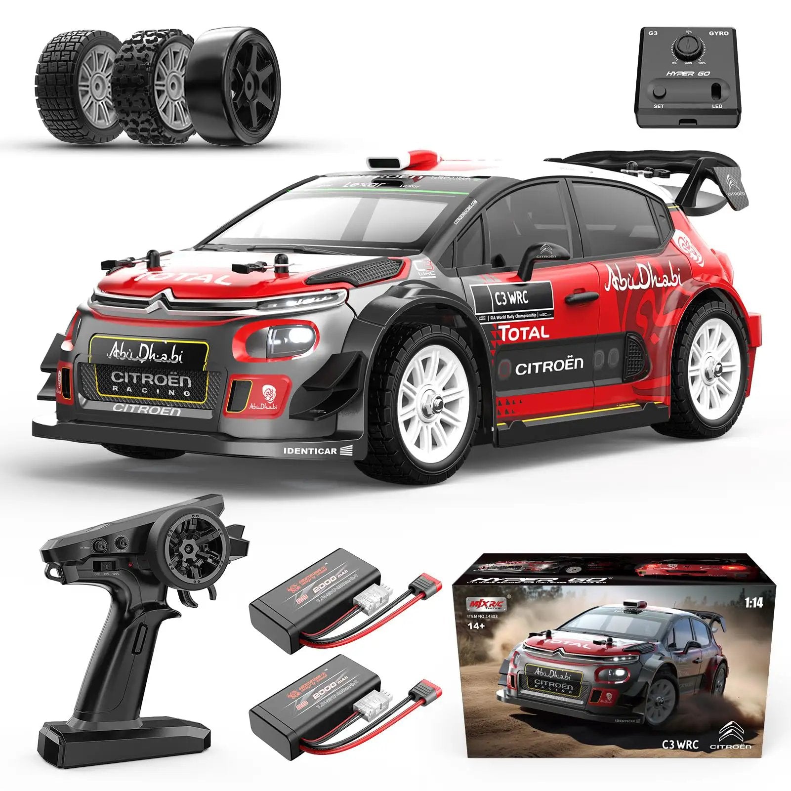 Citroën C3 WRC ラリーカーラジコンボディ 1 14 Scale Citroen C3 WRC RC Car with Gyro & Speed ✓