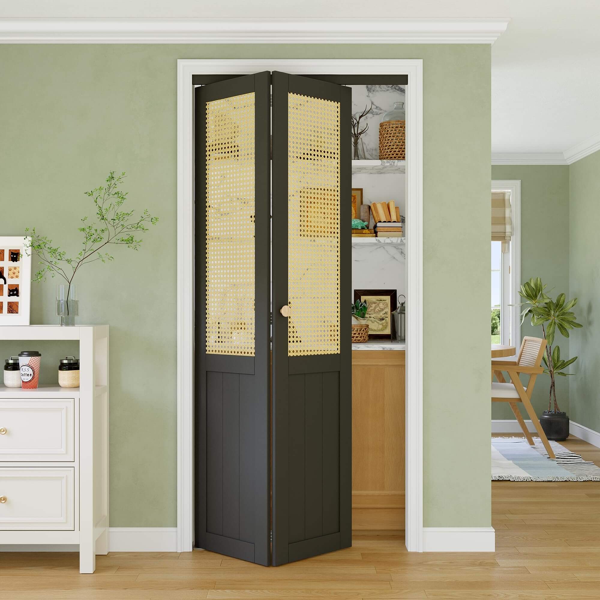 Rattan Bifold Closet Doors - Natural Style & Durability ✓ Rattan Bifold Closet Doors - Natural Style & Durability ✓
