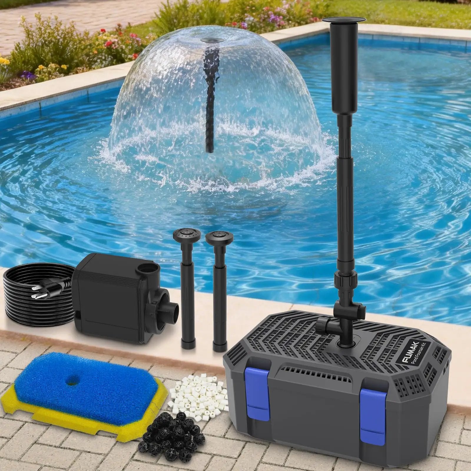 Fontaine 8デックセット All In One Pond Fountain Kit With 3 Spray Heads ✓