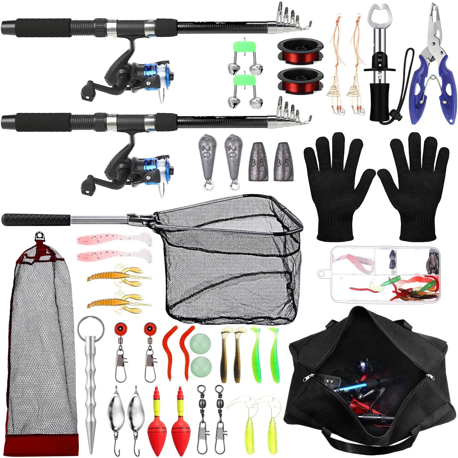 2-piece fishing rod combo Two Piece Telescopic Set HERCULES 200 lb Test Style/Color:White The KastKing Spartacus II alttext-generated