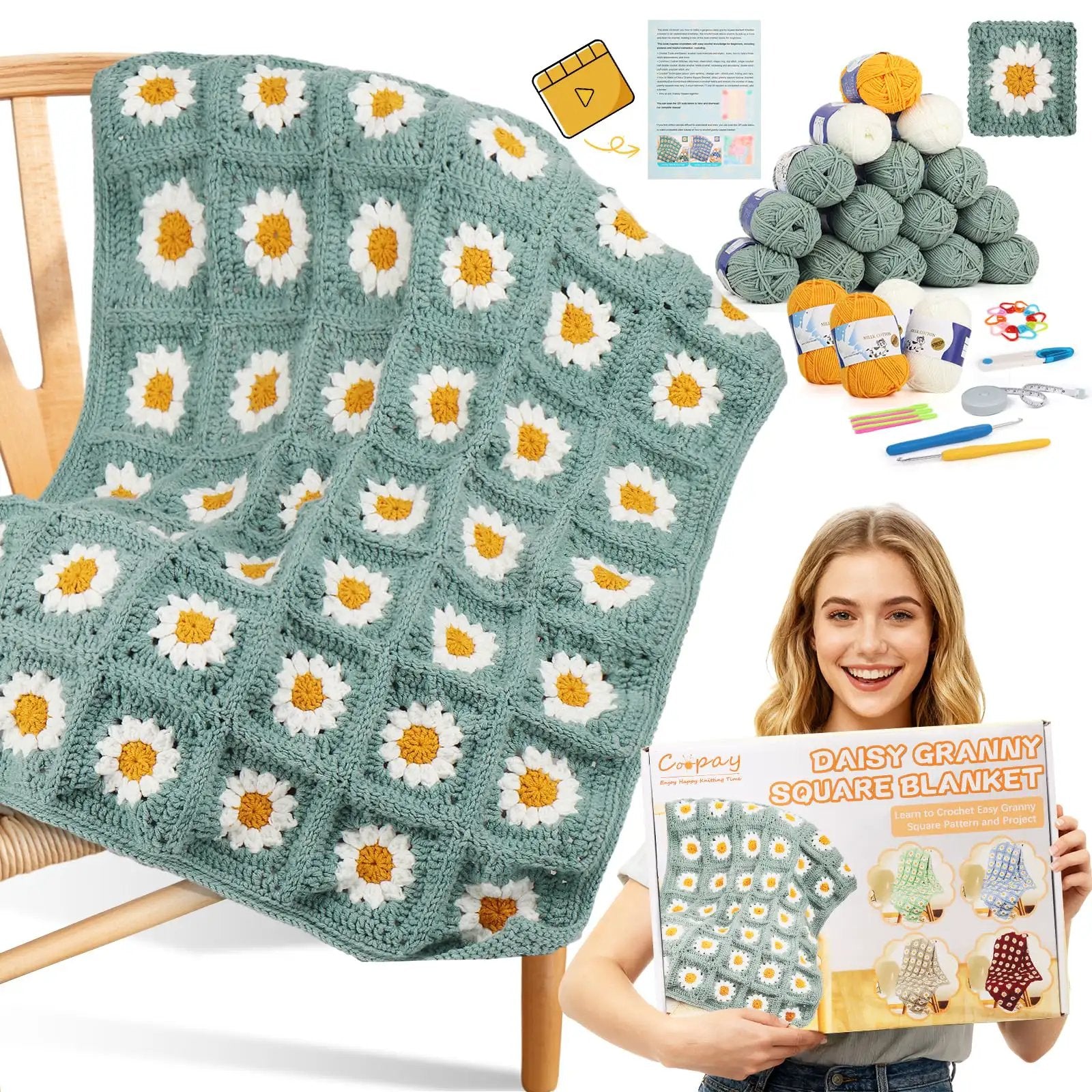 Beginner Crochet Kit With Easy Yarn Pack – Cozy Fun ✓