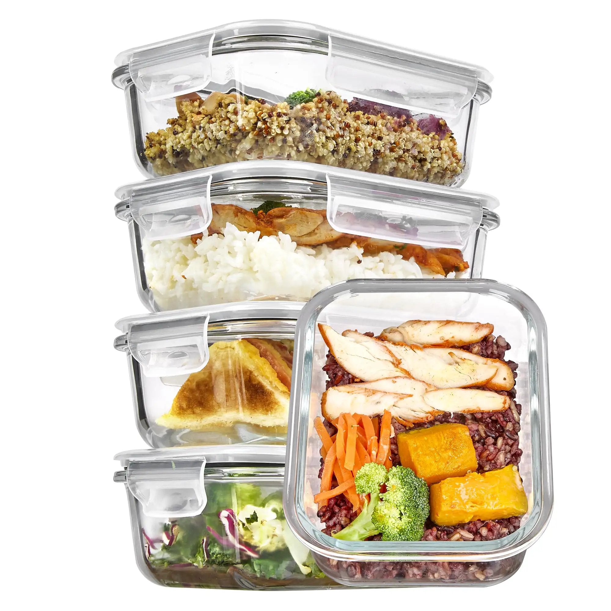 5 Pack Glass Meal Prep Containers