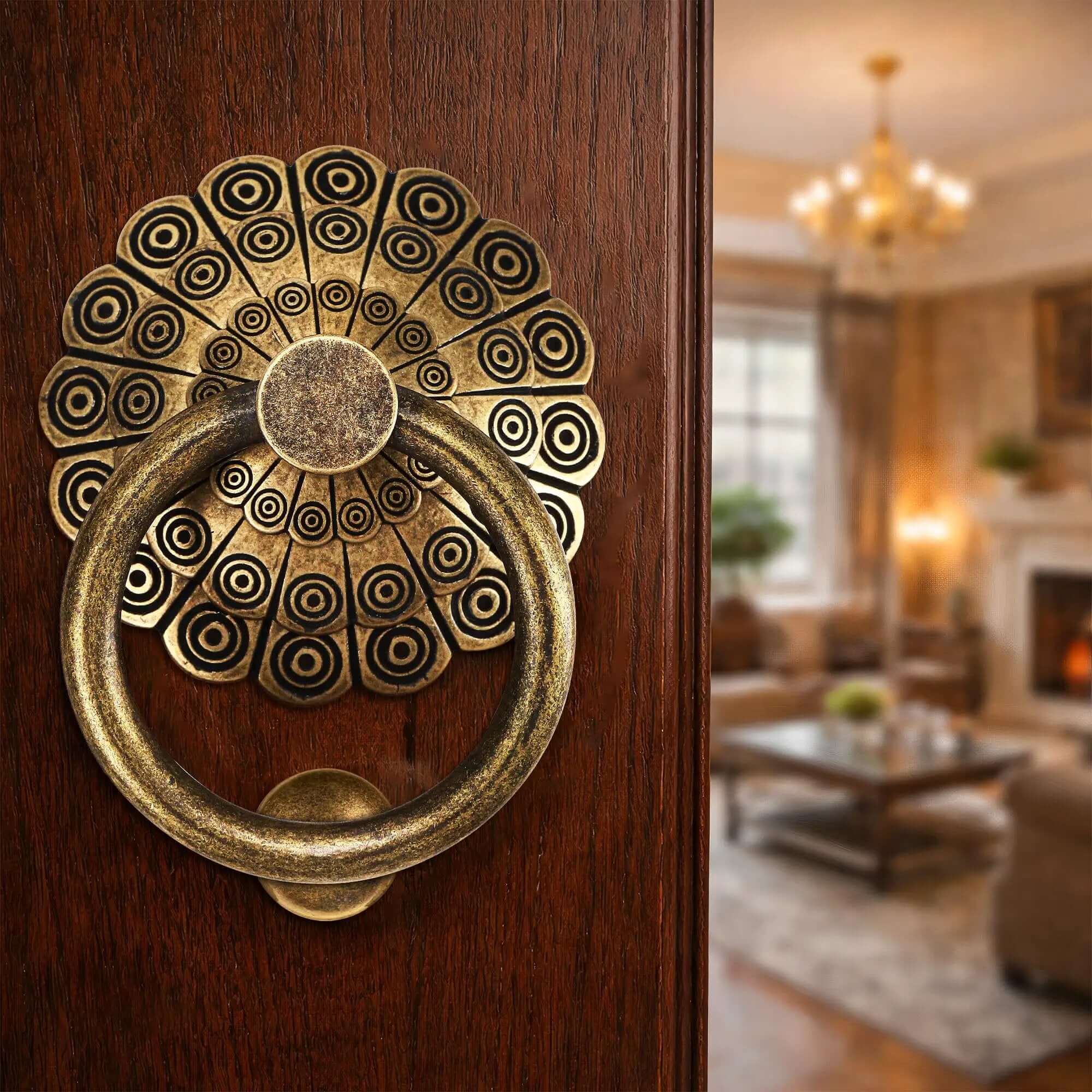 Antique Door Knocker With Bronze Brass Ring Pull