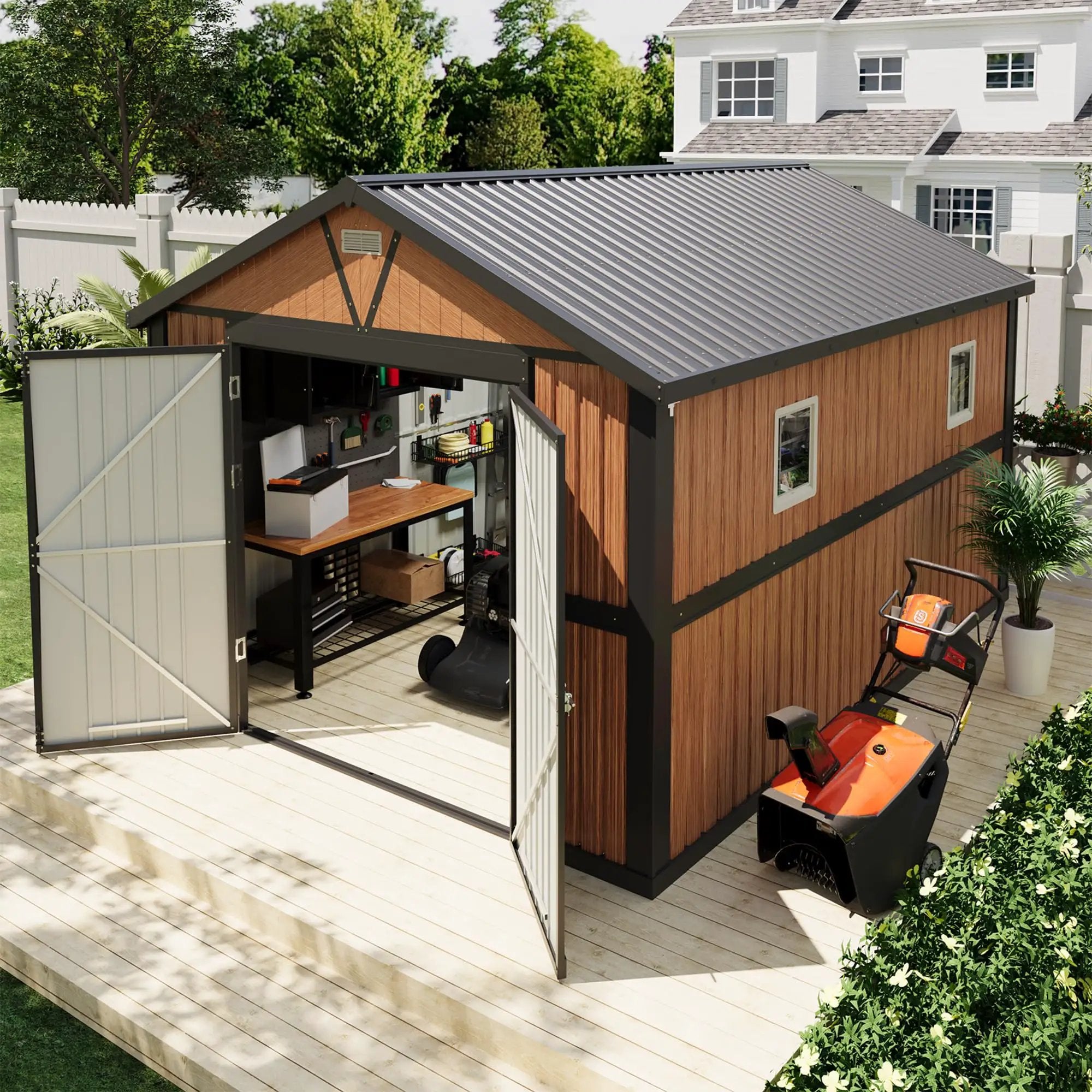 Ｘ１２．６Ｐｒｏ　長さ１２フィート６インチ　幅２６インチ 10x12 Ft Outdoor Shed With Lockable Doors ✓