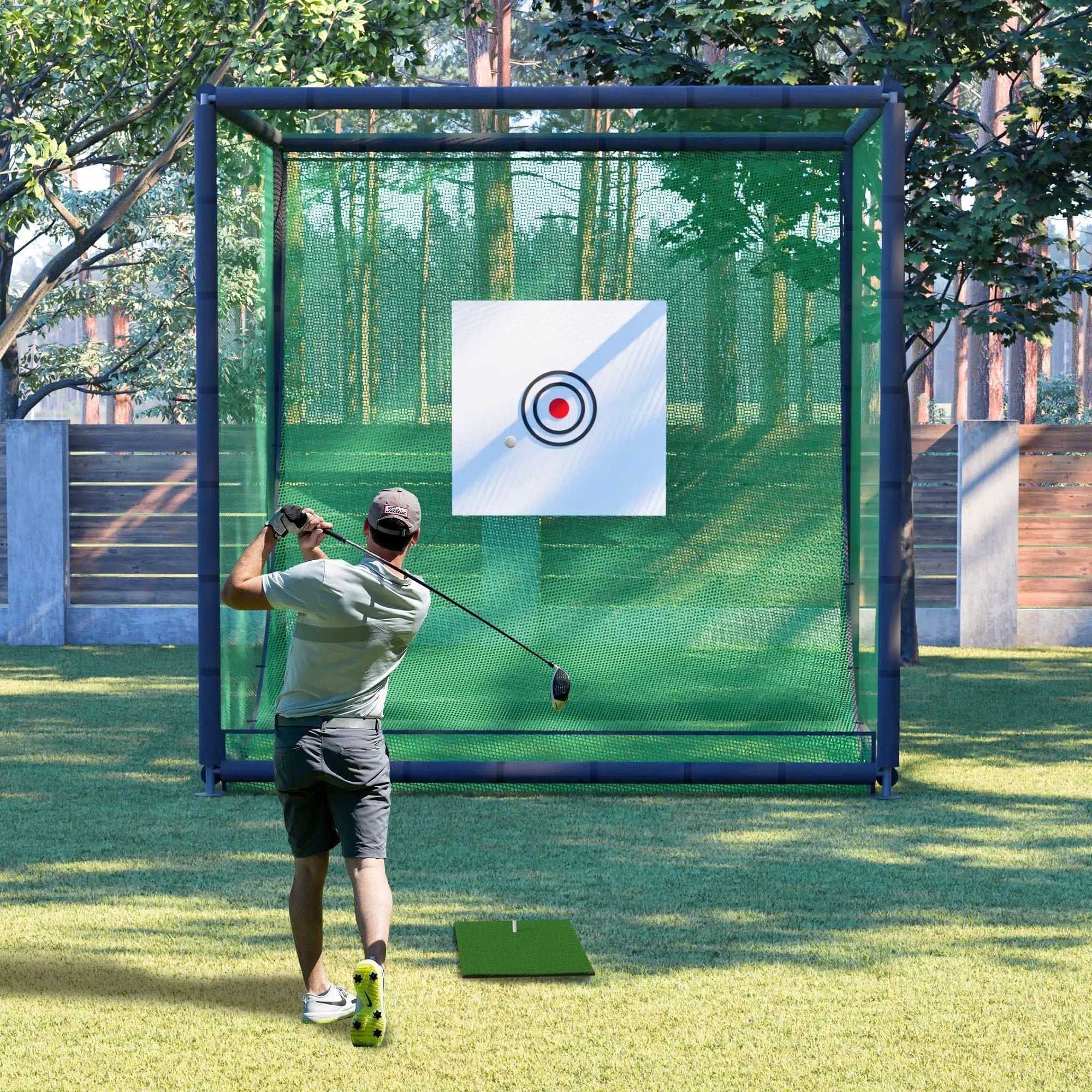 dancing platform cage fishing net Backyard Golf Practice With 10x10x10 Ft Metal ✓ Fishing Tackle Best Landing vacay Increased width and height Color:Wonderbread (LS2)