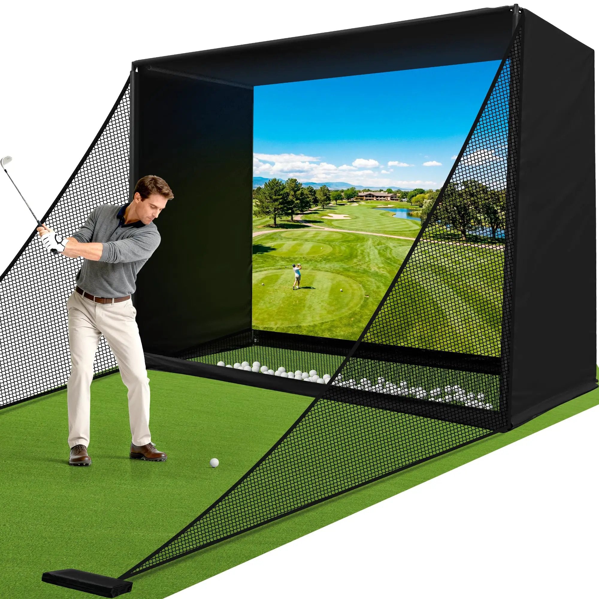 Indoor Golf Simulator Enclosure Kit 10x8ft HD ✓
