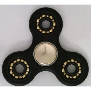 Black Fidget Hand Spinner Toy : Center Full Ceramic ZrO2 Bearing : 3 outer Bronze Bearings : Brass caps 42Q - VXB Ball Bearings