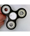 Black Fidget Hand Spinner Toy with Center Full Ceramic ZrO2 Bearing, 3 Shielded Bearings and 2 Silver caps 42Q - VXB Ball Bearings