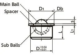 BRUPS-15-S-NBK Press Fit Type Ball Transfer Unit for Upward Facing Applications - VXB Ball Bearings