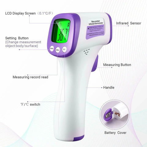 Digital Medical Infrared Thermometer 3-Color LCD, Baby Kids & Adult Fever Alarm - VXB Ball Bearings