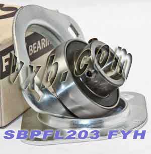 FYH Bearing SBPFL203 17mm Stamped oval 2 bolt Flanged Mounted Bearings - VXB Ball Bearings
