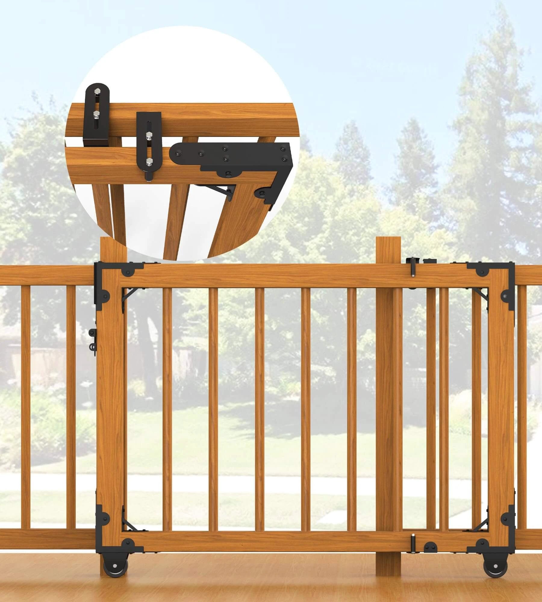 summer infant gate hardware kit Heavy Duty Sliding Gate Kit with Latch for Wood Gates