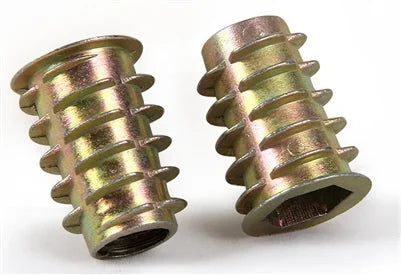 M10 25mm Zinc Alloy Threaded Wood Caster Insert Nut with Flanged Hex Drive Head - VXB Ball Bearings