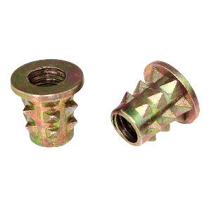 M4 10mm Zinc Alloy Threaded Spiked Wood Caster Insert Nut with Flanged round Drive Head - VXB Ball Bearings