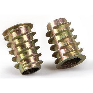 M6 10mm Zinc Alloy Threaded Wood Caster Insert Nut with Flanged Hex Drive Head - VXB Ball Bearings