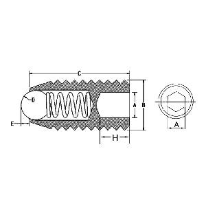 M8 25mm Long Stainless Steel Ball Plunger / Hex Head - VXB Ball Bearings