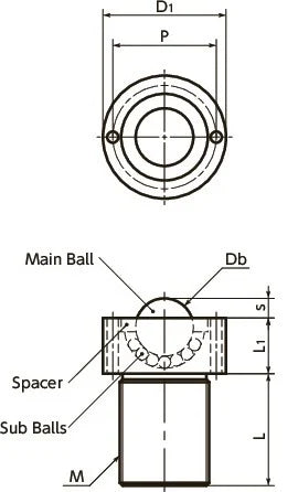 NBK Made in Japan BRUCS-16-N Cap Screw Type Ball Transfer Unit for Upward Facing Applications - VXB Ball Bearings