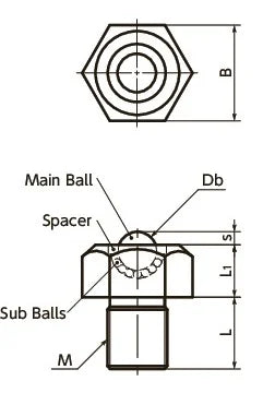 NBK Made in Japan BRUHS-10-S Hexagon Head Screw Type Ball Transfer Unit for Upward Facing Applications - VXB Ball Bearings