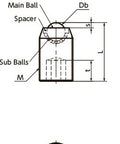 NBK Made in Japan BRUSS-20-S Screw Type Ball Transfer Unit for Upward Facing Applications - VXB Ball Bearings