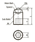 NBK Made in Japan BRUSS-8-P Set Screw Type Ball Transfer Unit for Upward Facing Applications - VXB Ball Bearings