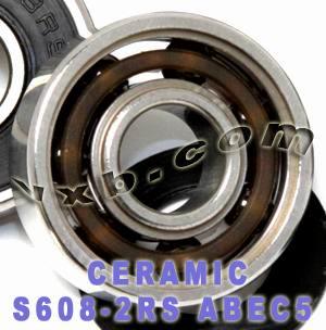 S608-2RS Bearing 8x22x7 Si3N4 Ceramic Stainless Steel Sealed ABEC-5 Bearings - VXB Ball Bearings