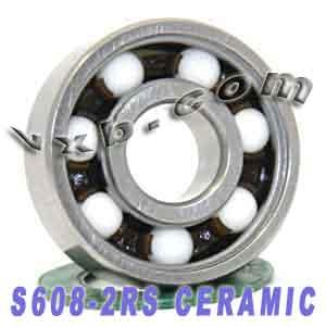 S608-2RS Skate Bearing Ceramic Sealed 8x22x7 Miniature - VXB Ball Bearings