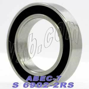S6902-2RS Premium ABEC-7 Bearing 15x28x7 Stainless Steel Sealed Bearings - VXB Ball Bearings