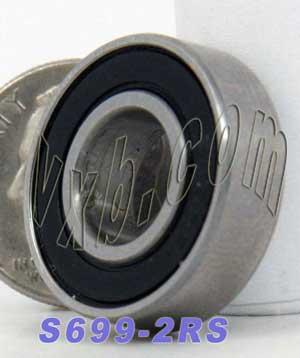 S699-2RS Bearing Stainless Steel Sealed 9x20x6 Miniature - VXB Ball Bearings