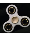 White Fidget Hand Spinner Toy : Center Full Ceramic ZrO2 Bearing : 3 outer Bronze Bearings : Brass caps 42Q - VXB Ball Bearings