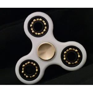 White Fidget Hand Spinner Toy : Center Full Ceramic ZrO2 Bearing : 3 outer Bronze Bearings : Brass caps 42Q - VXB Ball Bearings