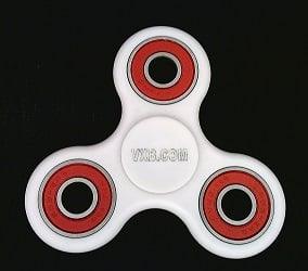 White Fidget Hand Spinner Toy with Center Stainless Steel Shielded Bearing and red Outer Bearings 42Q - VXB Ball Bearings