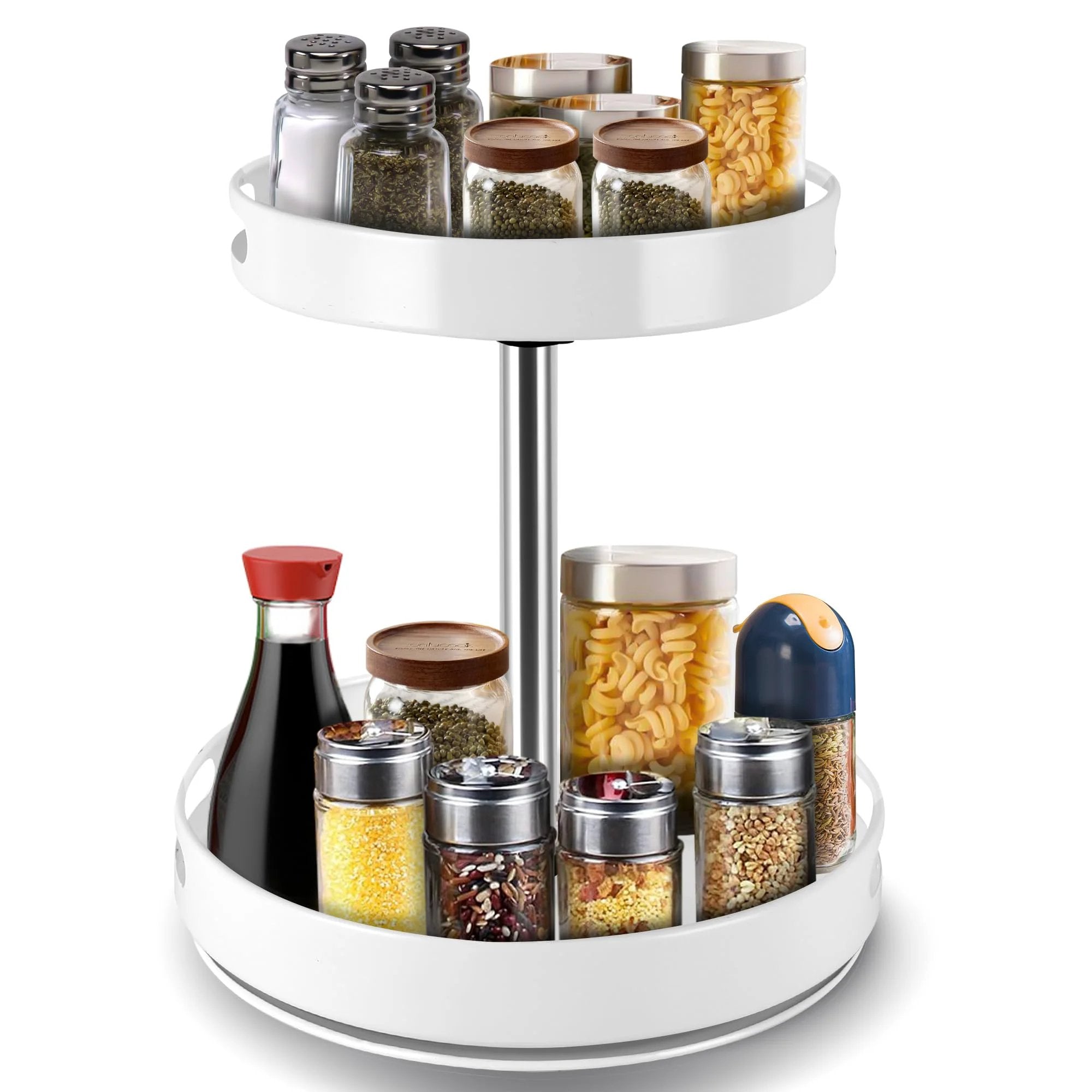 Adjustable Lazy Susan Spice Rack for Kitchen Storage