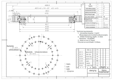 26 Inch Four-Point Contact 671x886.8x63mm Ball Slewing Ring Bearing - Outside Gear - Buy Bearings online - Fast US Shipping