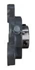 Side view of 1 Inch Three Bolt Flange Bearing with Cast Iron Housing and Grease Zerk, 1 Inch Bore, Two Set Screws for Shaft Securement