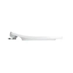 Side view of Heavy Duty Soft Close Elongated Toilet Seat With Lid In Crisp Cotton White For Compact Front Bowls.