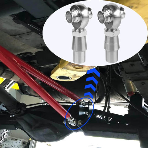 3/4 inch Heim Joint Rod End Kit installed on suspension, highlighting right and left hand thread chromoly joints with accessories