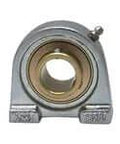 Tapped-base pillow block TB207NP single unit, front view, wide inner ring 1-7/16 in, sealed ball insert, nickel-plated cast iron housing