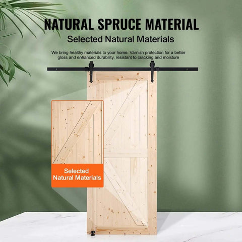 36 Inch By 84 Inch Spruce Wood Barn Door Hardware Kit For Smooth Sliding Interior Doors Space Saving Barn Door Track System Easy Install Rustic Modern Home Decor