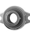 Front view of 30mm Eccentric Collar Flange Insert Bearing MUFL006 Single Bearing, 2-Bolt Flange Mount, Stainless Steel Ball Insert