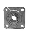 Stainless insert, 1 1/8 in bore, single row ball bearing with locking set screw, RF double lip seal in nickel plated housing