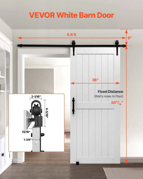 Sliding Barn Door With Hardware Kit 36 X 84 Inch White MDF Panel Door With Waterproof PVC Coating Scratch Resistant Interior Barn Door For Bathroom Kitchen Bedroom Laundry Room And Living Room